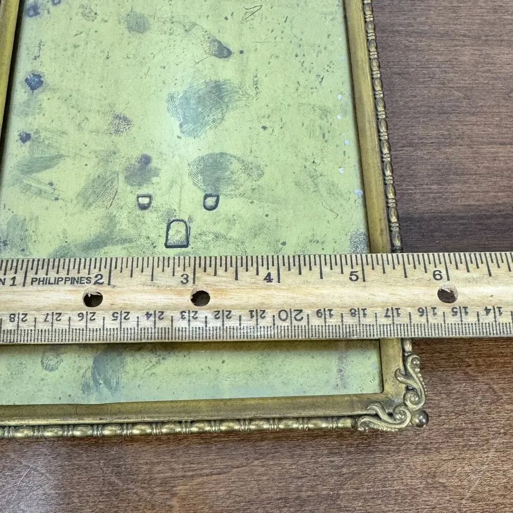 Vintage Gilded Brass 5x7 Picture Frame Ornate Hollywood Regency Easel Back